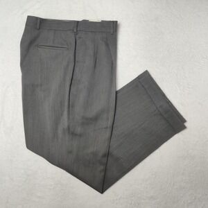 Nordstrom By Corbin Dress Pants Mens 34x31 Gray Pleated Cuffed USA Lined Slacks